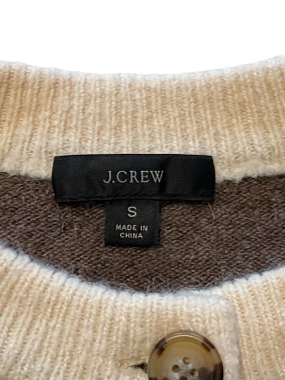 J. Crew Sweater Wool Blend Fair Isle Cardigan S Brown Cream Relaxed Fit Fall - Picture 5 of 7